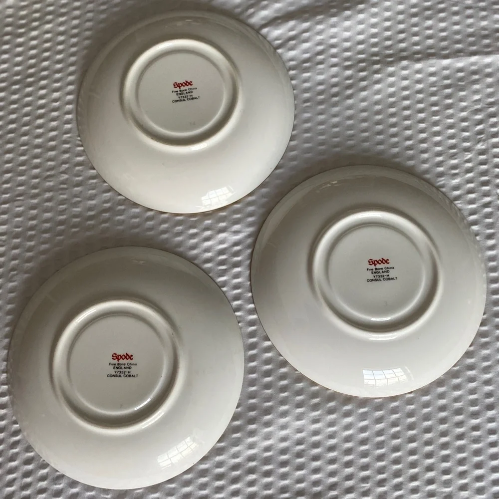 Spode Consul Cobalt Fine Bone China Saucer Set of 3 Y7332